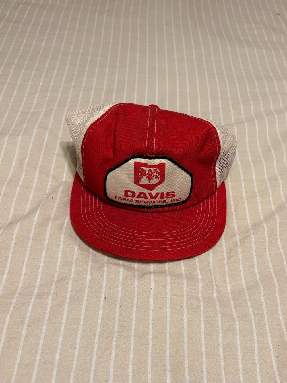 DAVIS Red & White Mesh Trucker Hat